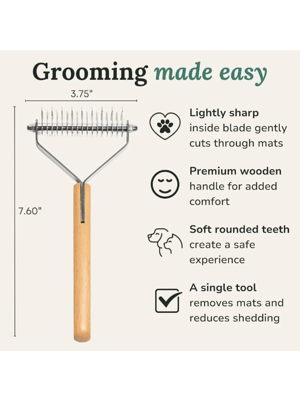 Pet Dematting Comb for Cats & Dogs - Mat Remover & Deshedding Undercoat Tool